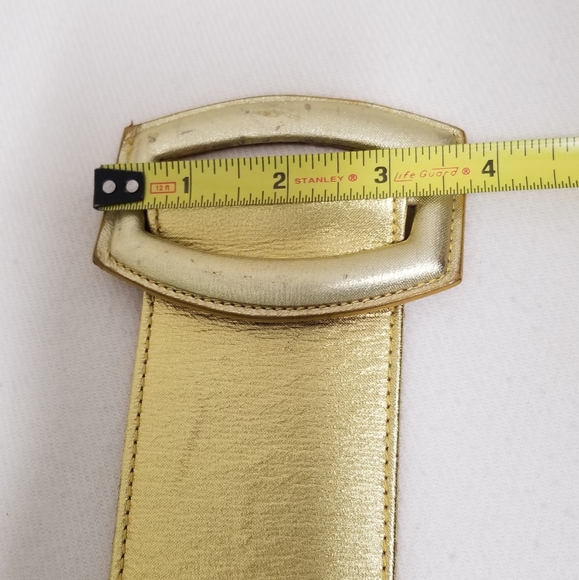 Bergdorf Goodman Rare 2-Tone Wide Gold Leather Vintage Belt S/M - Picture 15 of 16